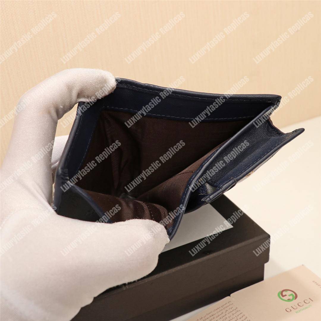 G*u*i gg brown G*u*ighost print matelassé card case wallet black