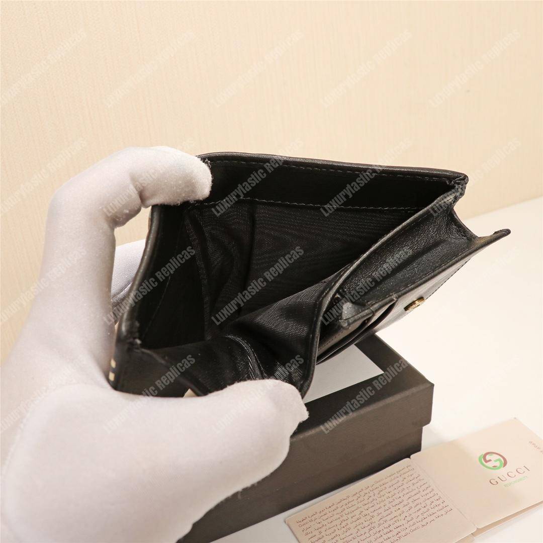 G*u*i gg blue G*u*ighost print matelassé card case wallet black