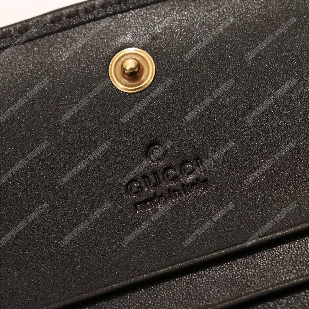 G*u*i gg blue G*u*ighost print matelassé card case wallet black