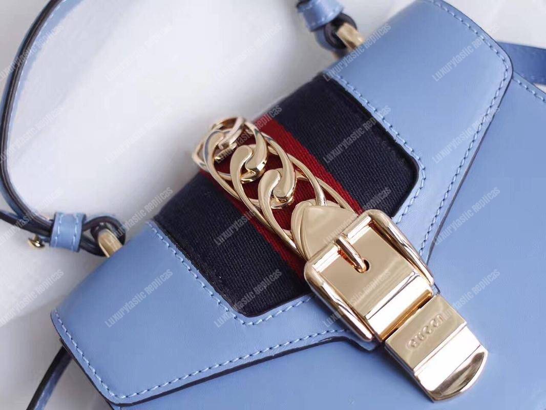 G*u*i sylvie leather mini bag light blue