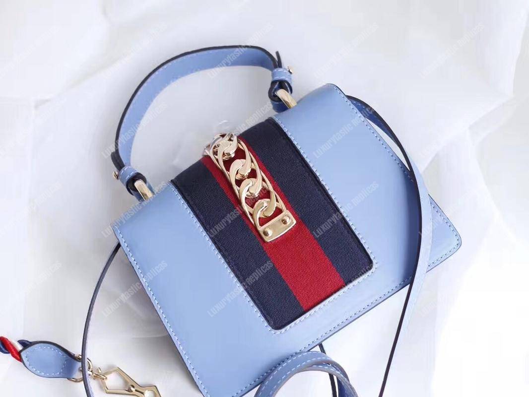 G*u*i sylvie leather mini bag light blue