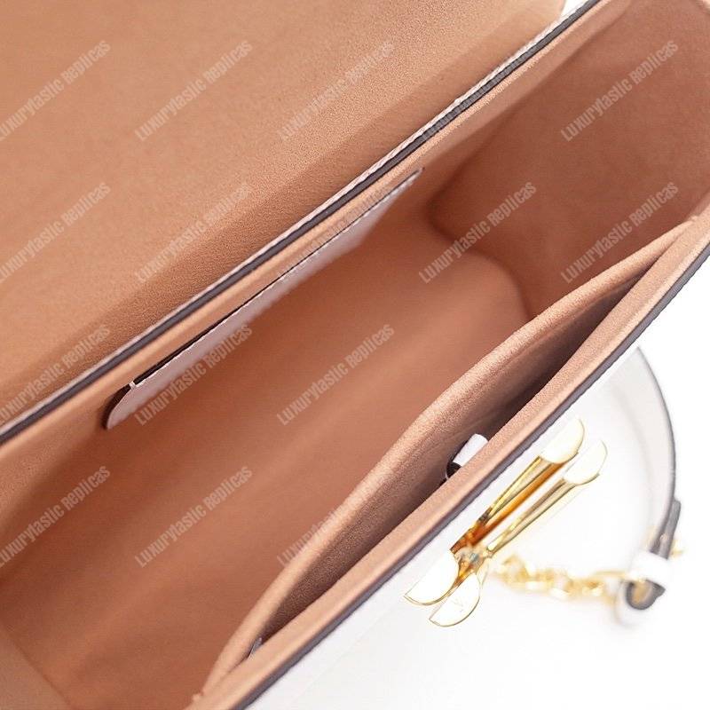 LV Twist MM Epi Leather White Gold-Colored Lock