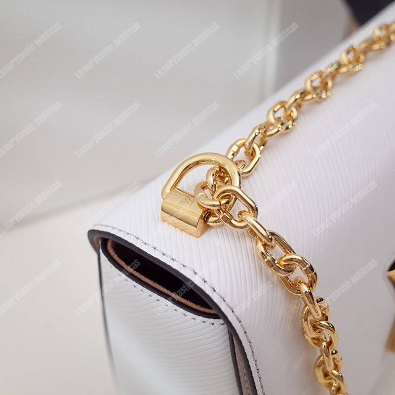 LV Twist MM Epi Leather White Gold-Colored Lock