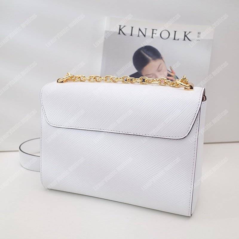 LV Twist MM Epi Leather White Gold-Colored Lock