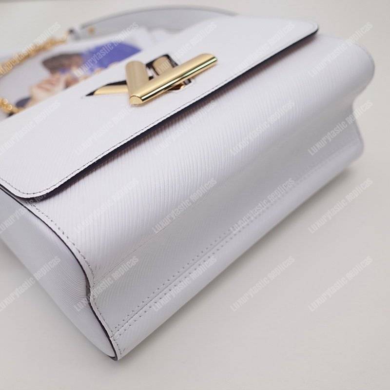 LV Twist MM Epi Leather White Gold-Colored Lock
