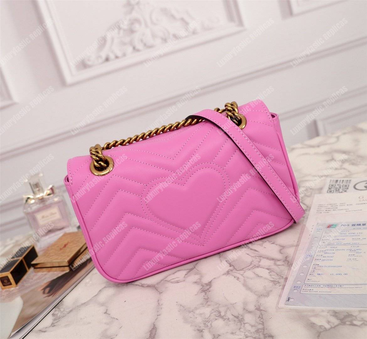 G*u*i gg marmont matelassé mini bag candy pink