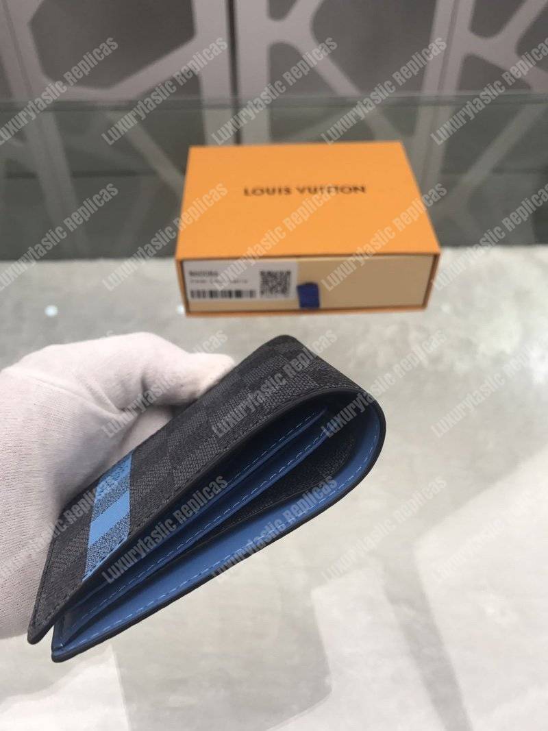 LV Slender Wallet Damier Graphite Blue Stripe
