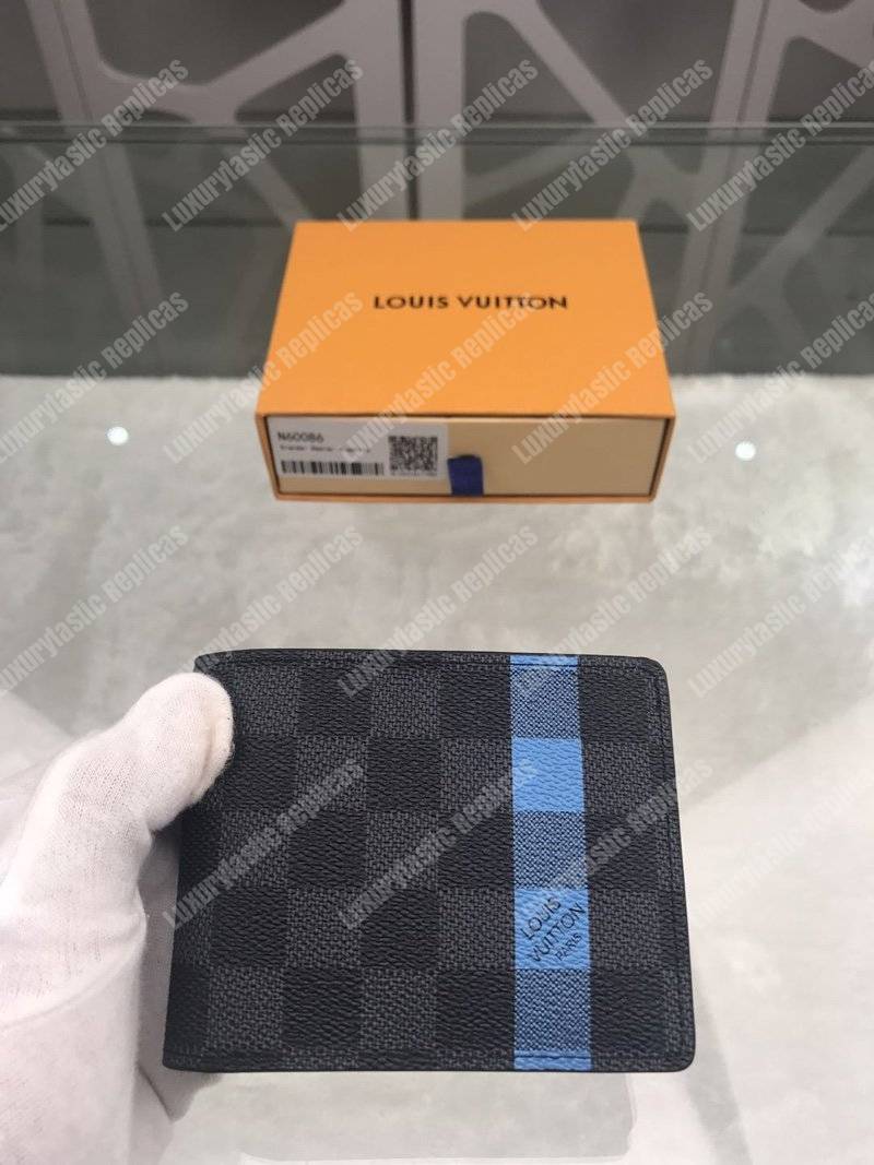 LV Slender Wallet Damier Graphite Blue Stripe