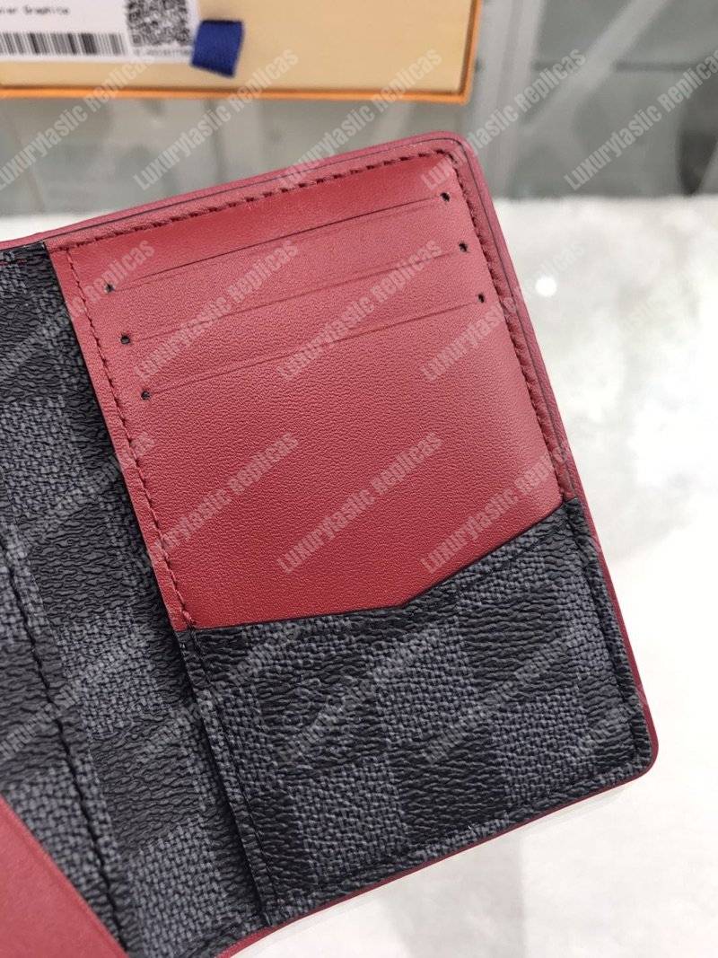 LV Pocket Organizer Damier Graphite Canvas Scarlet