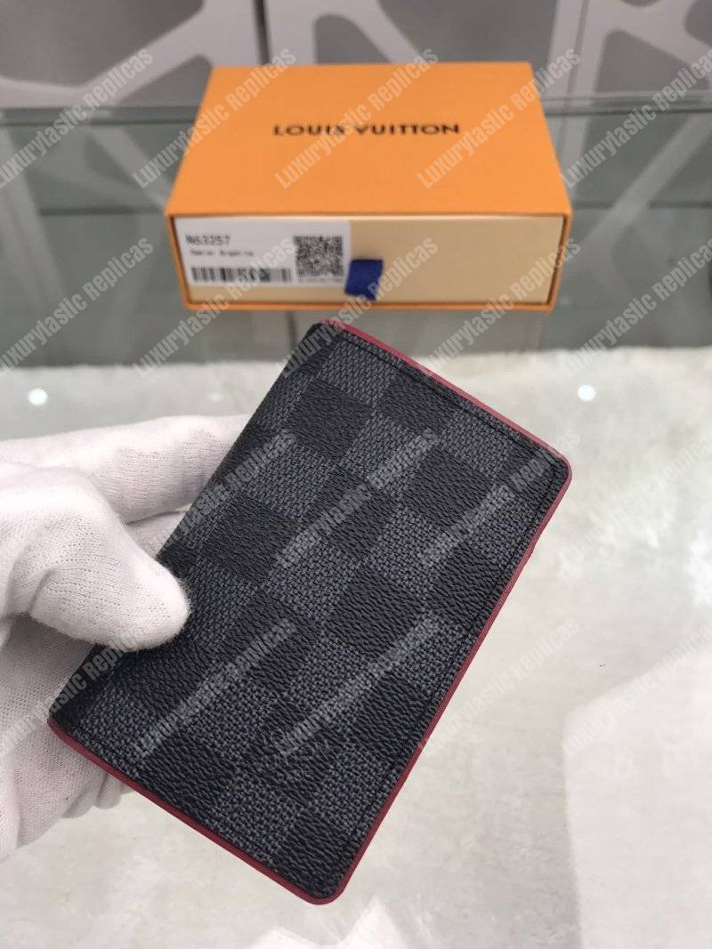 LV Pocket Organizer Damier Graphite Canvas Scarlet