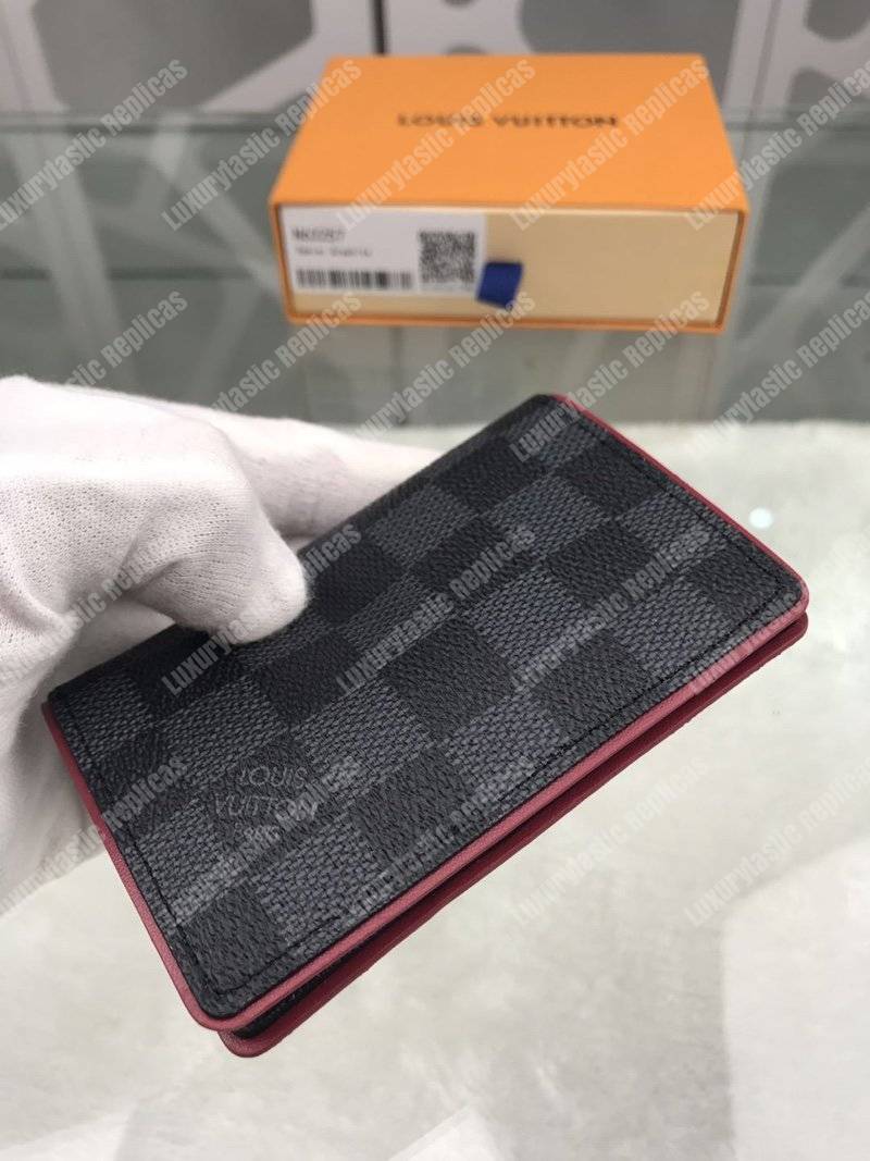 LV Pocket Organizer Damier Graphite Canvas Scarlet