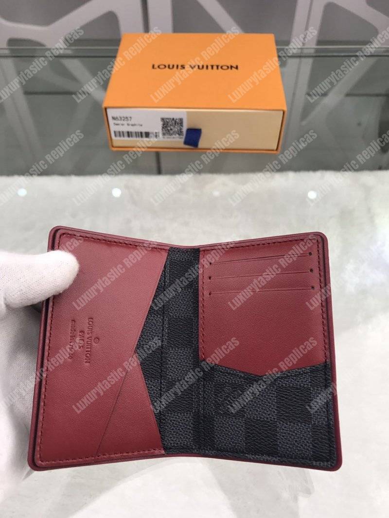 LV Pocket Organizer Damier Graphite Canvas Scarlet