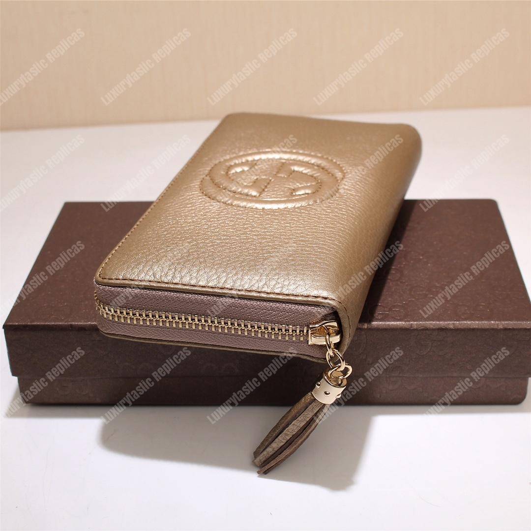 G*u*i soho zip around wallet gold