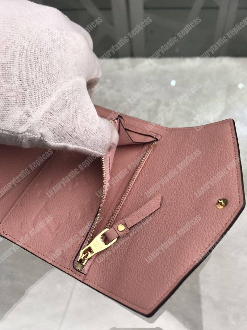 LV Curieuse Compact Wallet Monogram Empreinte Rose Poudre