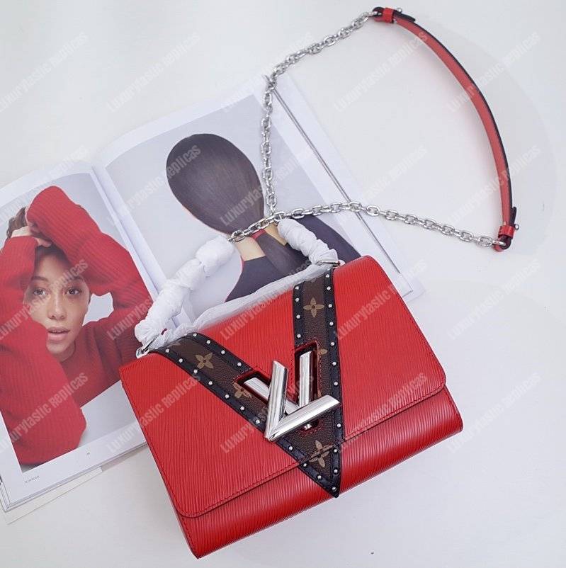 LV Twist MM Epi Leather V Signature Coquelicot