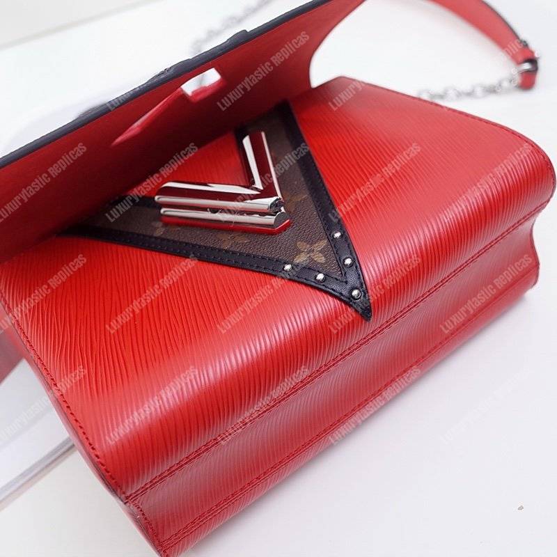 LV Twist MM Epi Leather V Signature Coquelicot