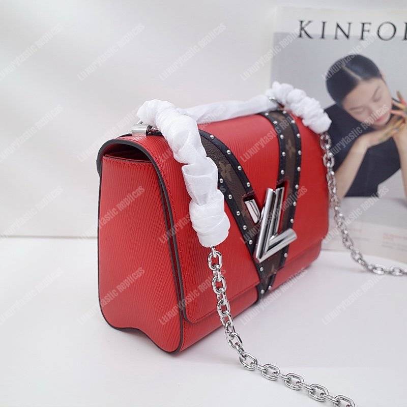 LV Twist MM Epi Leather V Signature Coquelicot