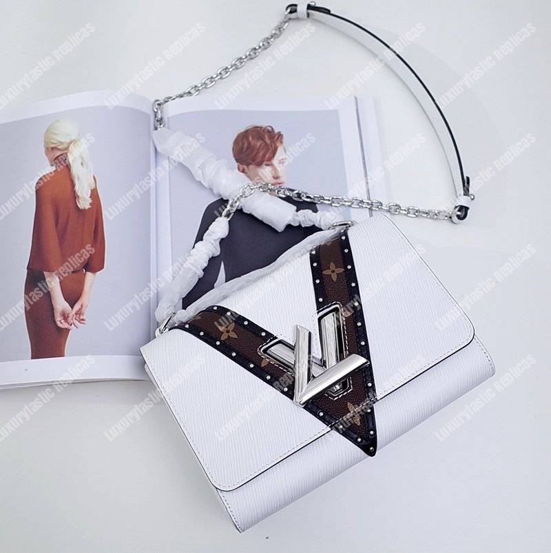 LV Twist MM Epi Leather V Signature Blanc