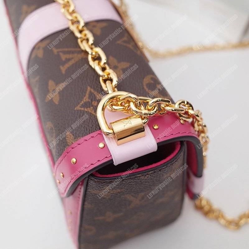LV Twist MM Epi Leather With Monogram Canvas Pink
