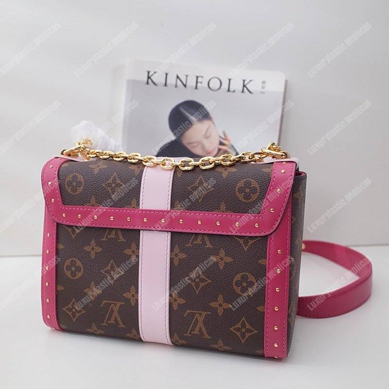 LV Twist MM Epi Leather With Monogram Canvas Pink