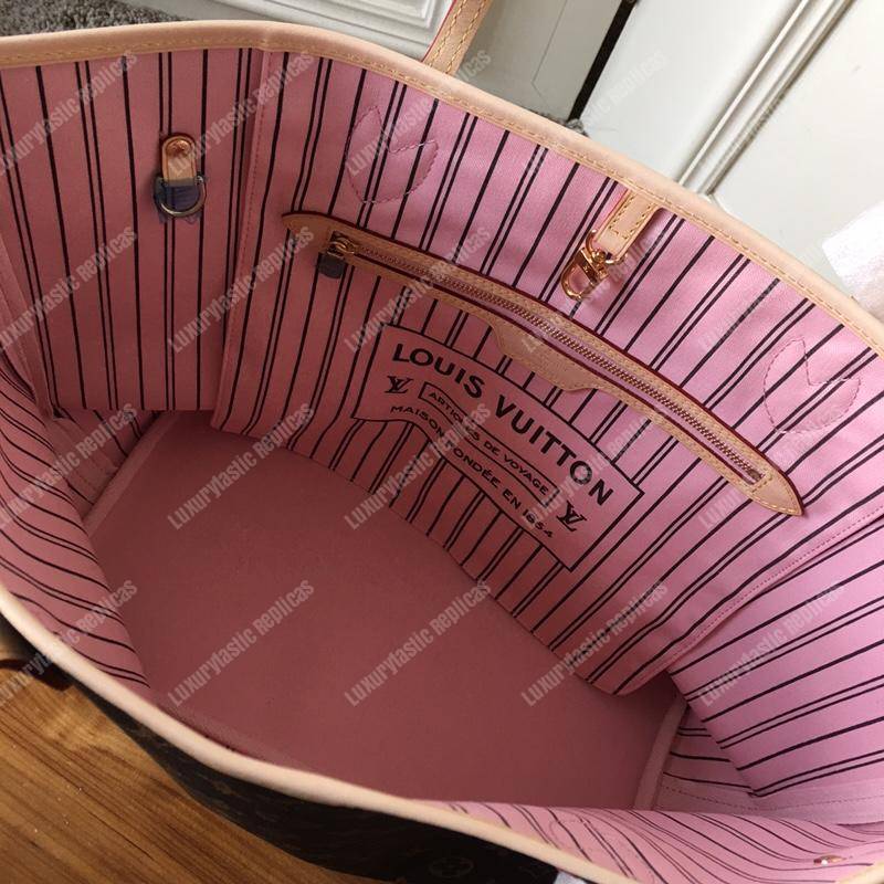 LV Neverfull MM Monogram Rose Ballerine