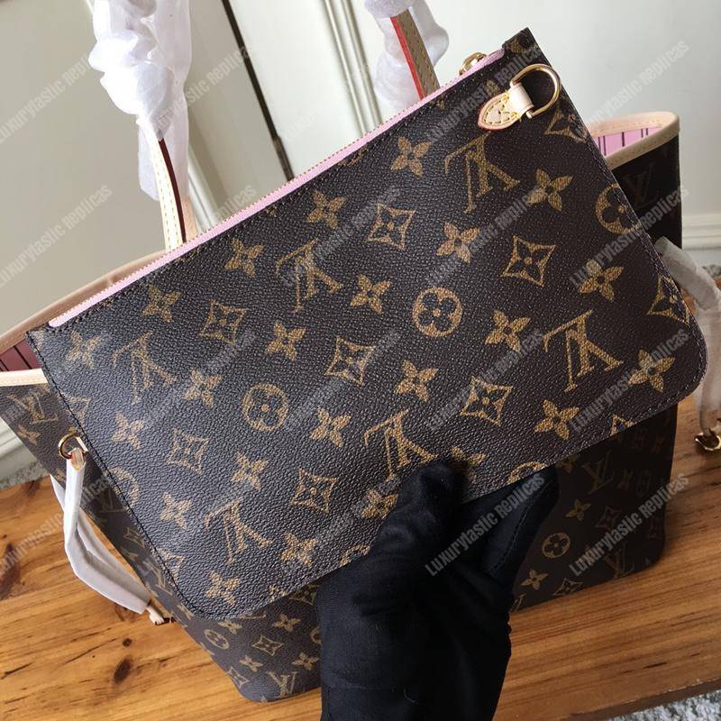 LV Neverfull MM Monogram Rose Ballerine