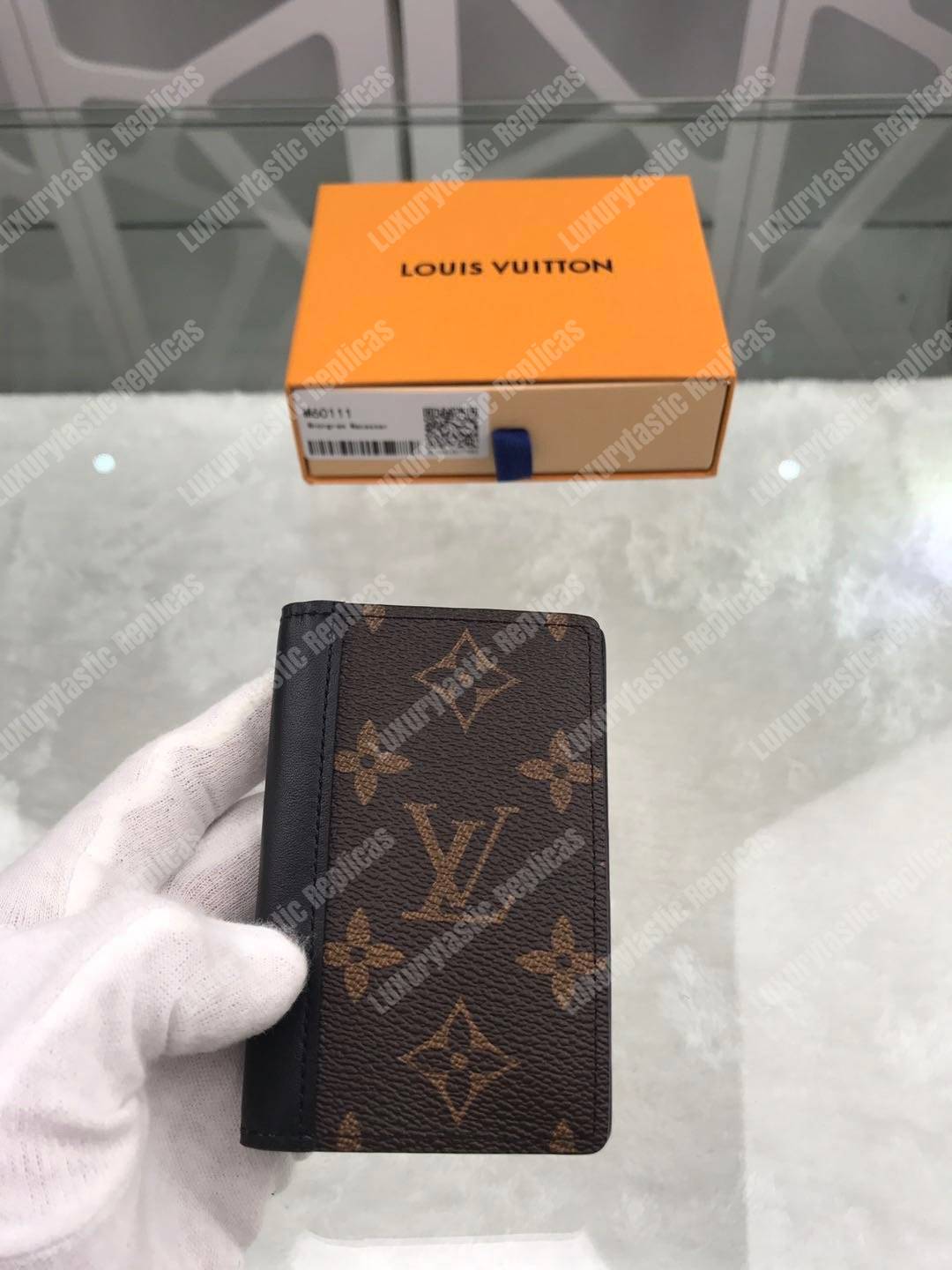 LV Pocket Organizer Monogram Macassar Canvas Black