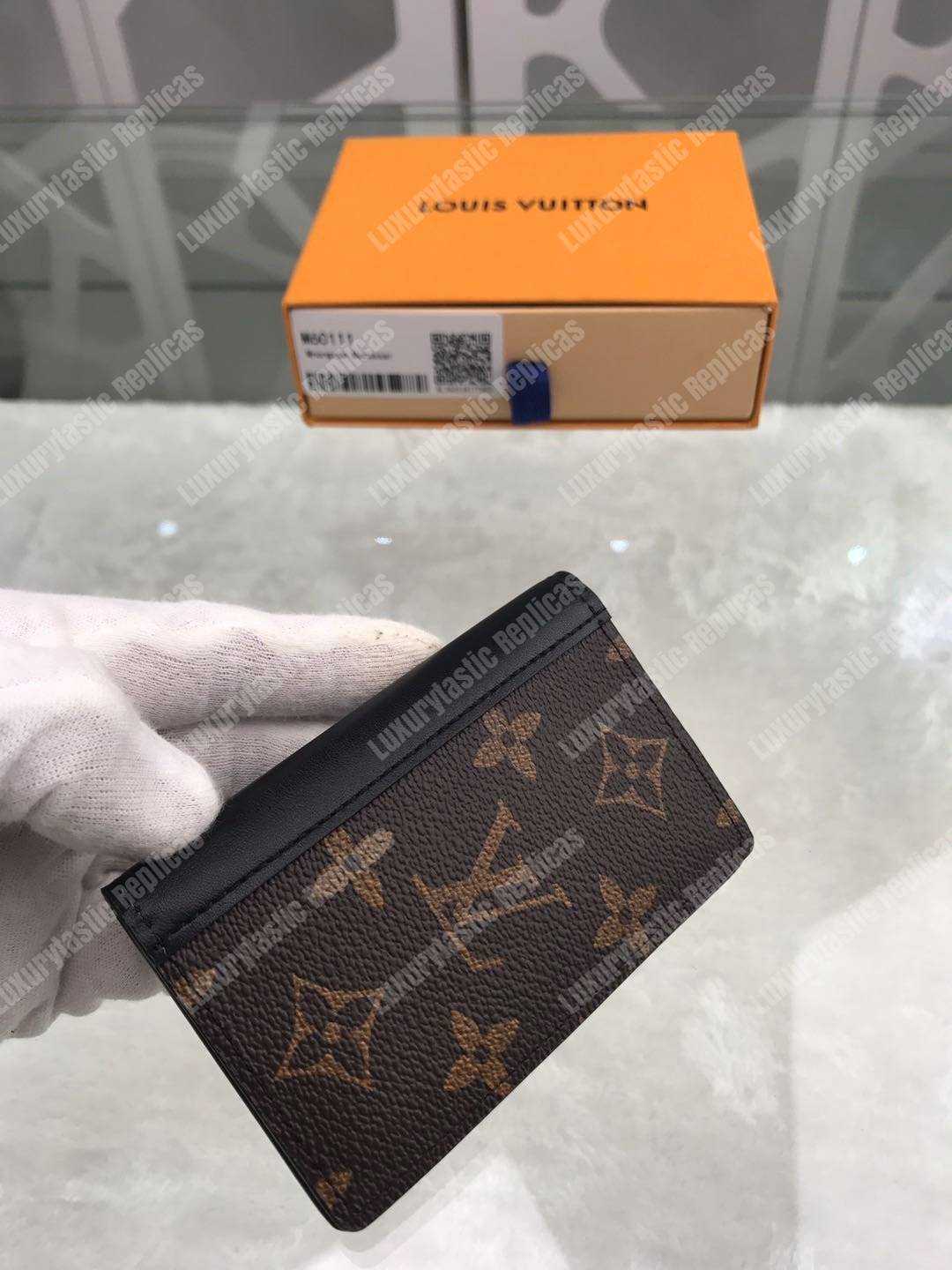 LV Pocket Organizer Monogram Macassar Canvas Black