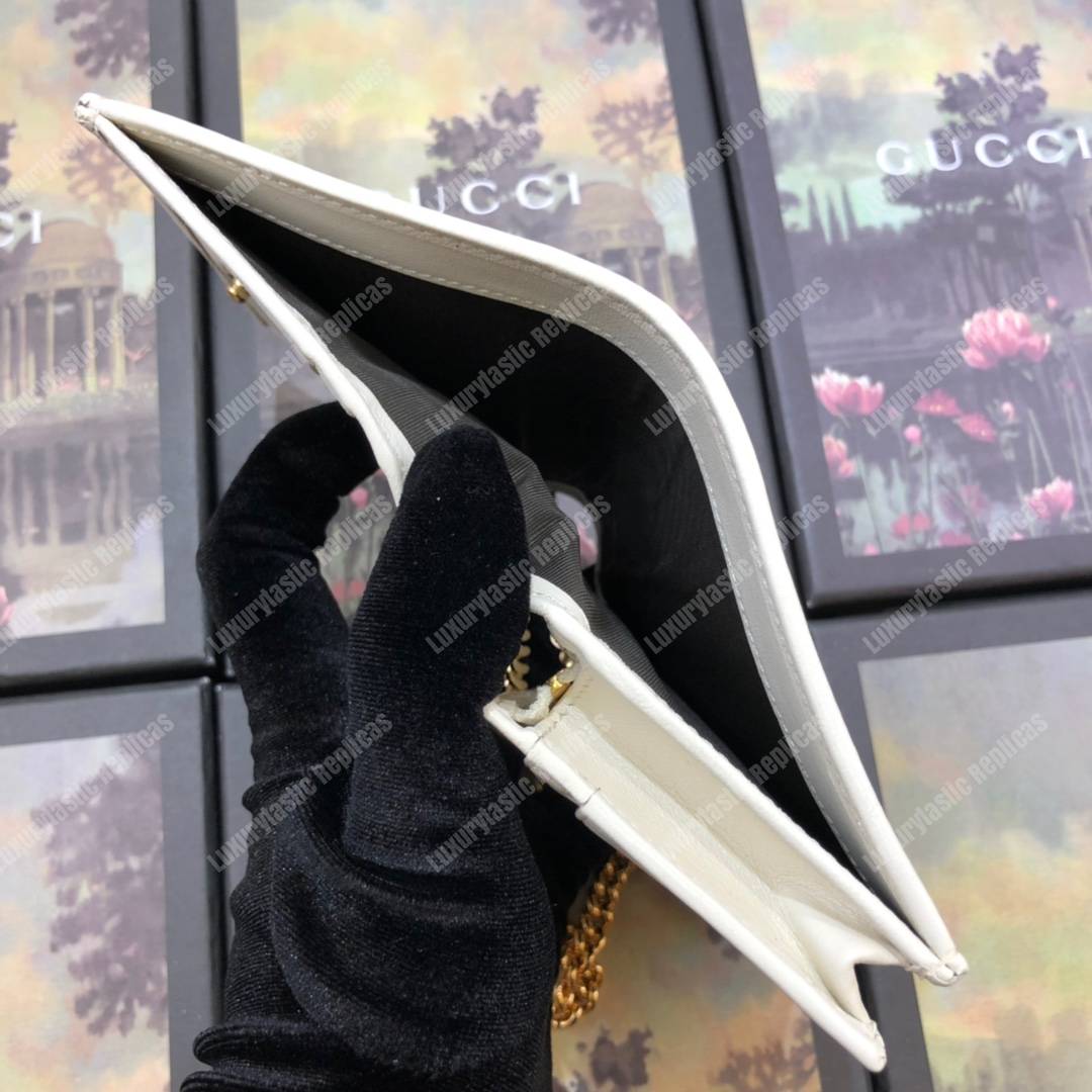 G*u*i rajah chain card case wallet white