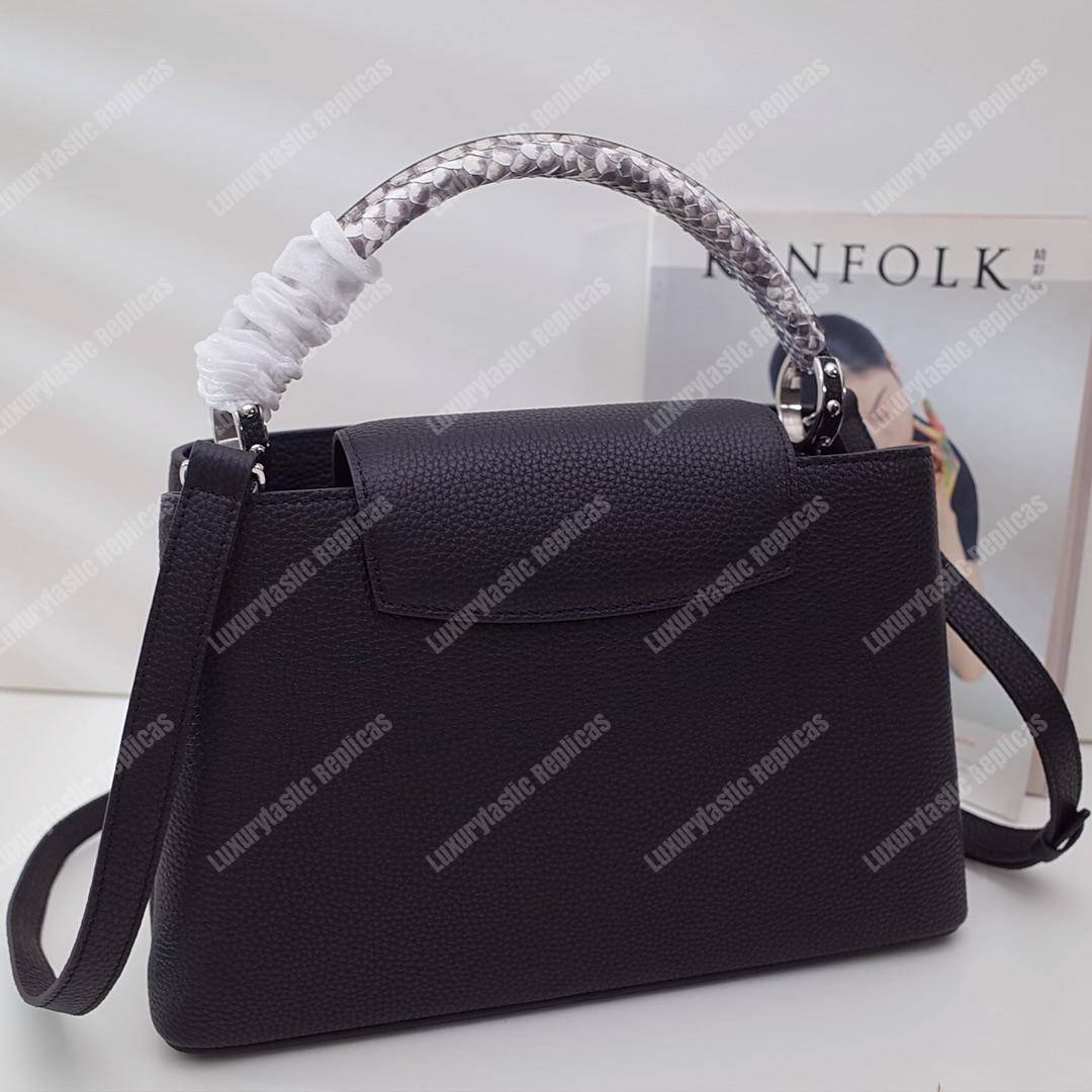 LV Capucines PM Noir Python Leather Trim