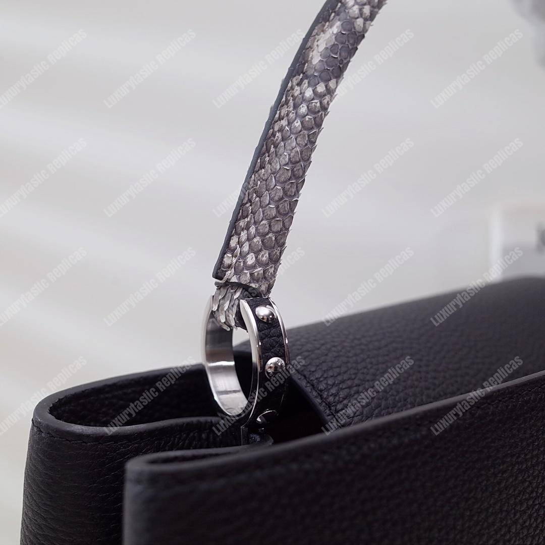 LV Capucines MM Noir Python Leather Trim