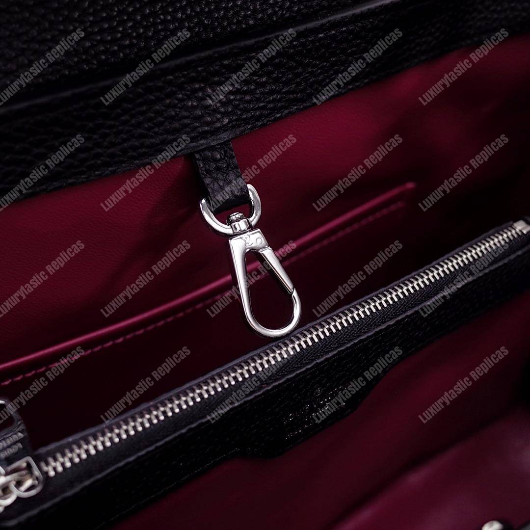 LV Capucines MM Noir Python Leather Trim