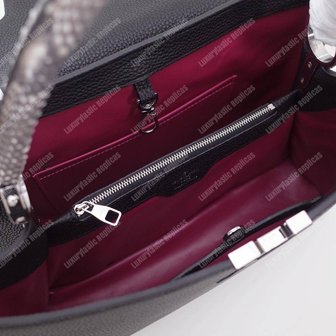 LV Capucines MM Noir Python Leather Trim