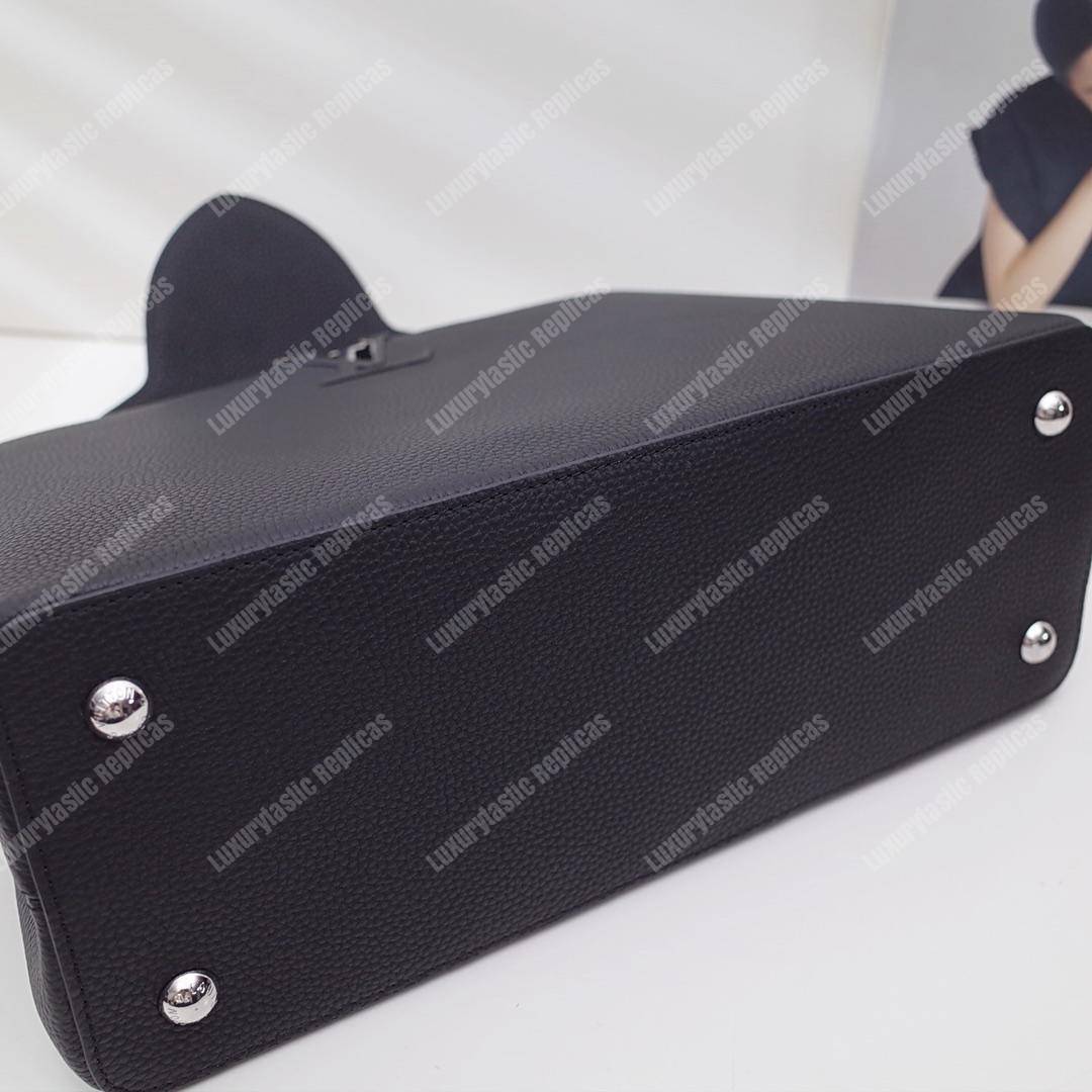 LV Capucines MM Noir Python Leather Trim