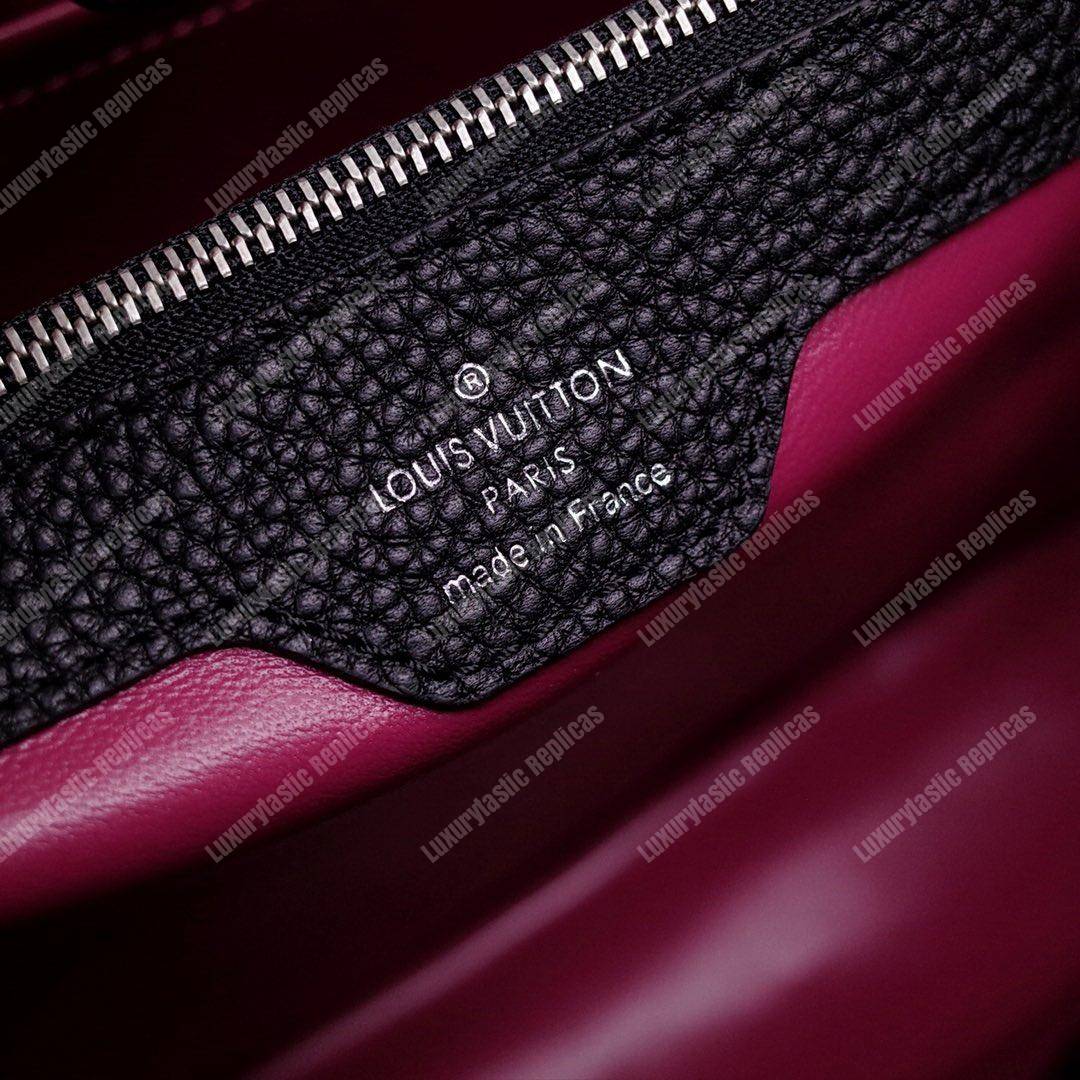 LV Capucines MM Noir Python Leather Trim