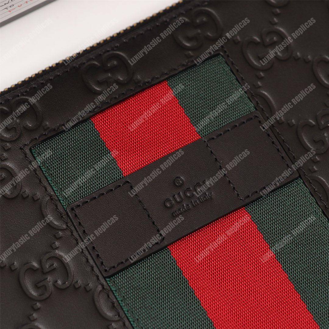 G*u*i signature leather men’s bag green red web