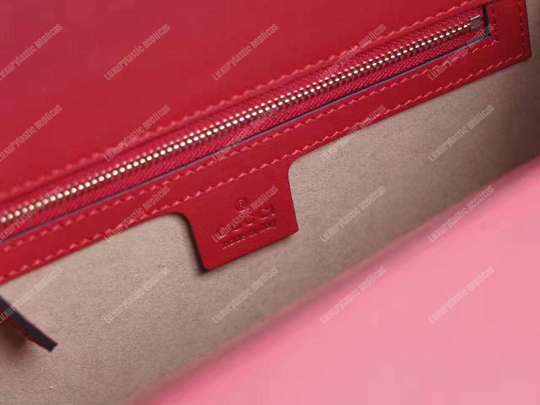 G*u*i sylvie medium top handle bag red leather