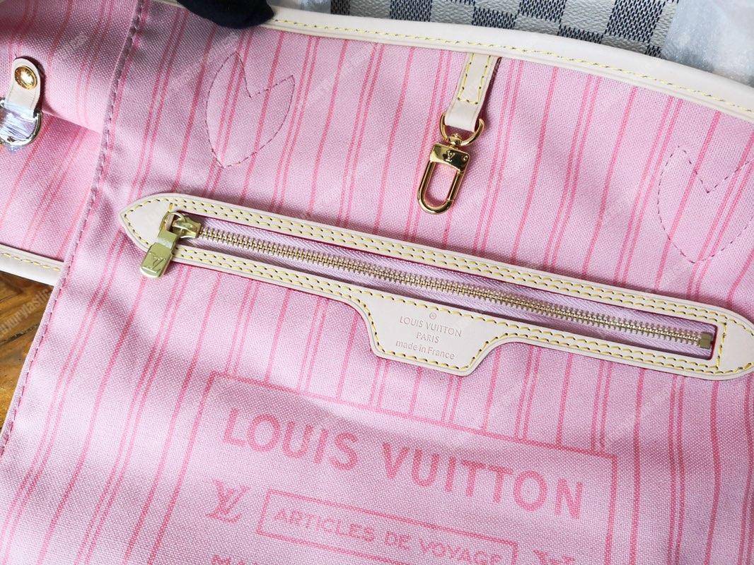 LV Neverfull MM Damier Azur Rose Ballerine
