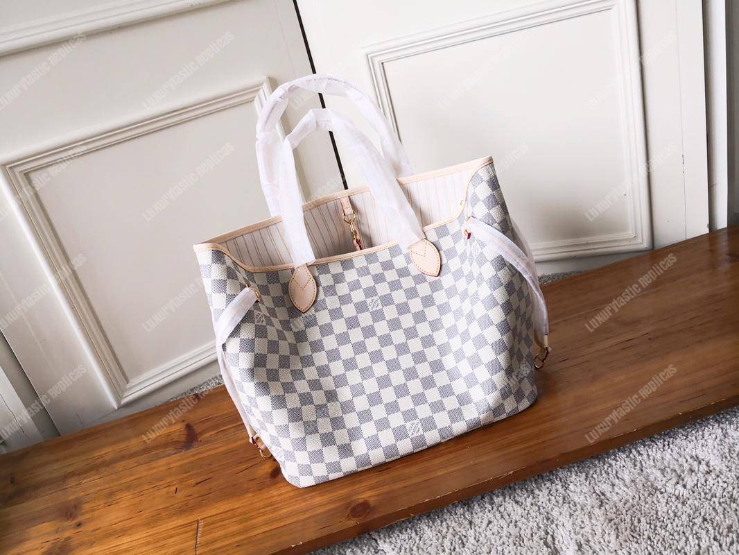 LV Neverfull MM Damier Azur Beige