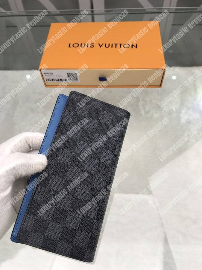 LV Brazza Wallet Damier Graphite Blue Stripe