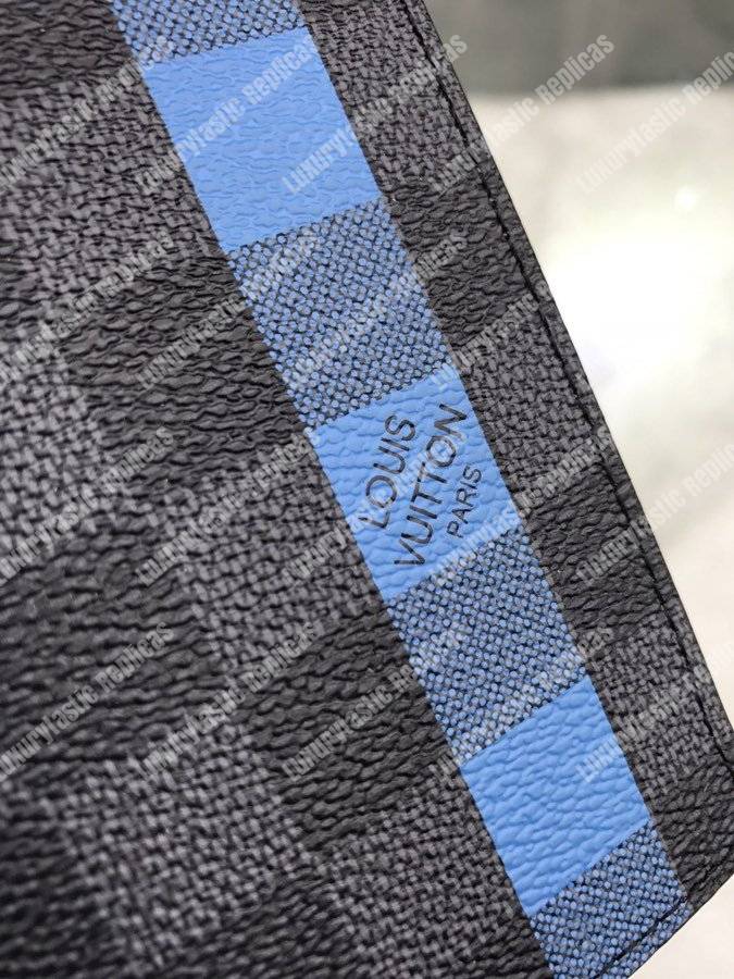 LV Brazza Wallet Damier Graphite Blue Stripe