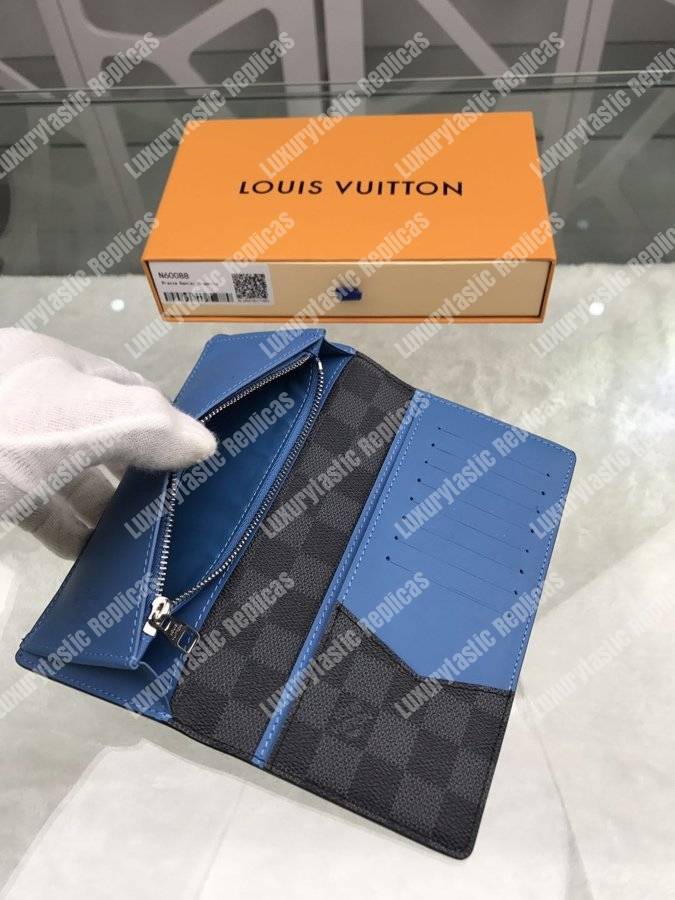 LV Brazza Wallet Damier Graphite Blue Stripe