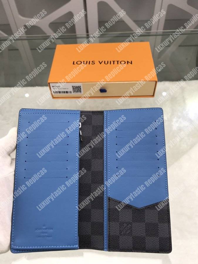 LV Brazza Wallet Damier Graphite Blue Stripe