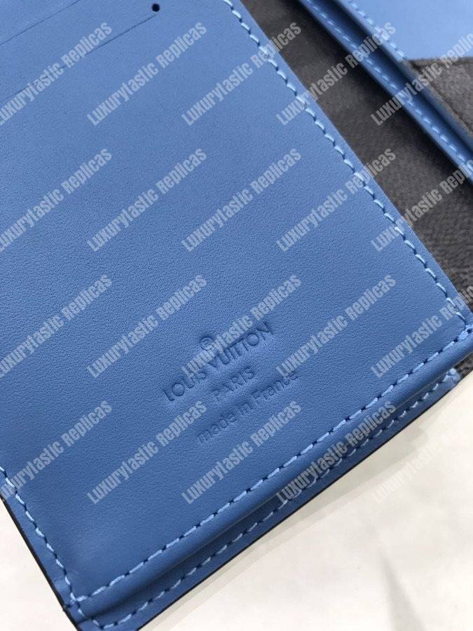LV Brazza Wallet Damier Graphite Blue Stripe