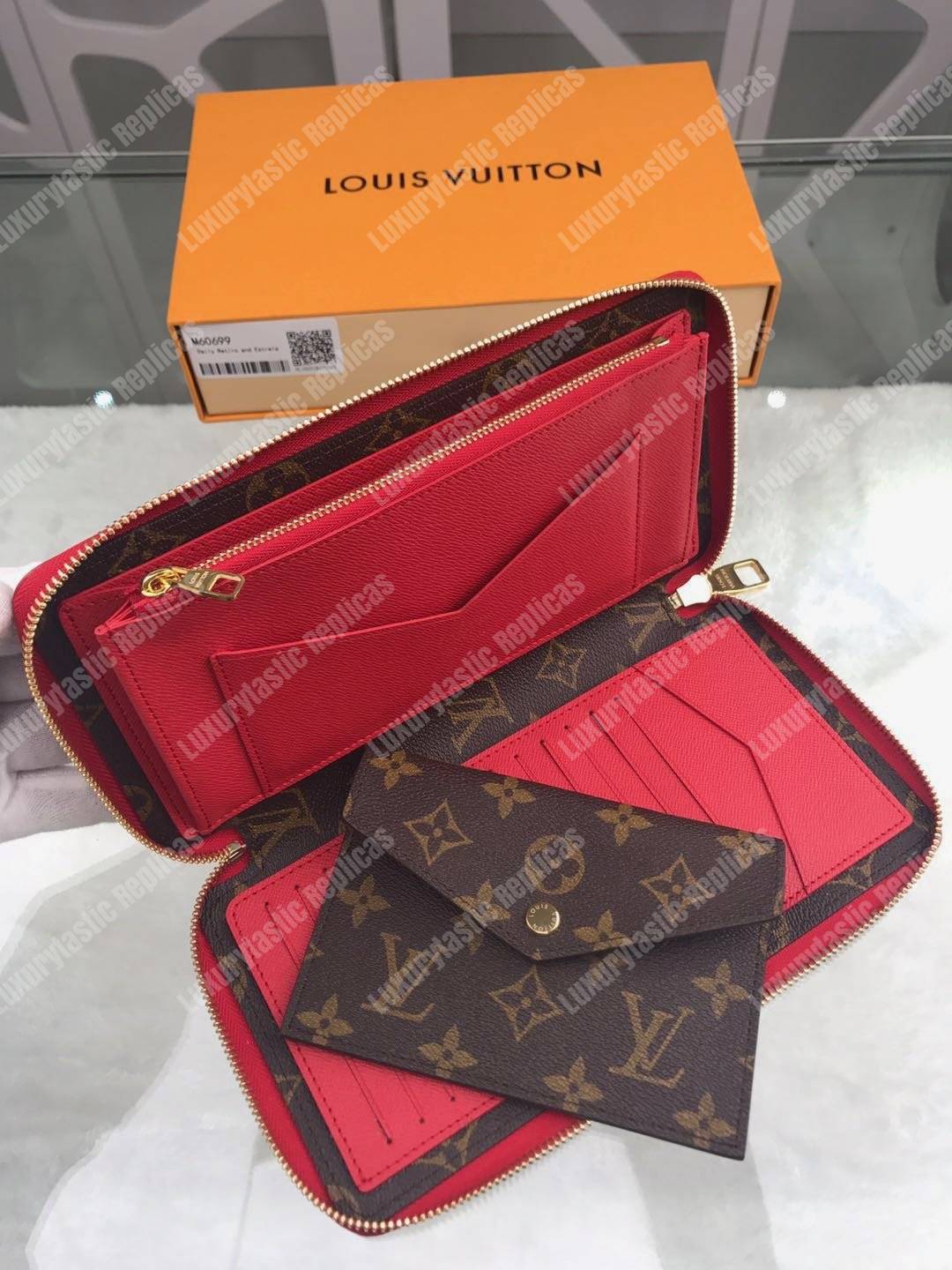 LV Daily Organizer Wallet Monogram Macassar Cerise