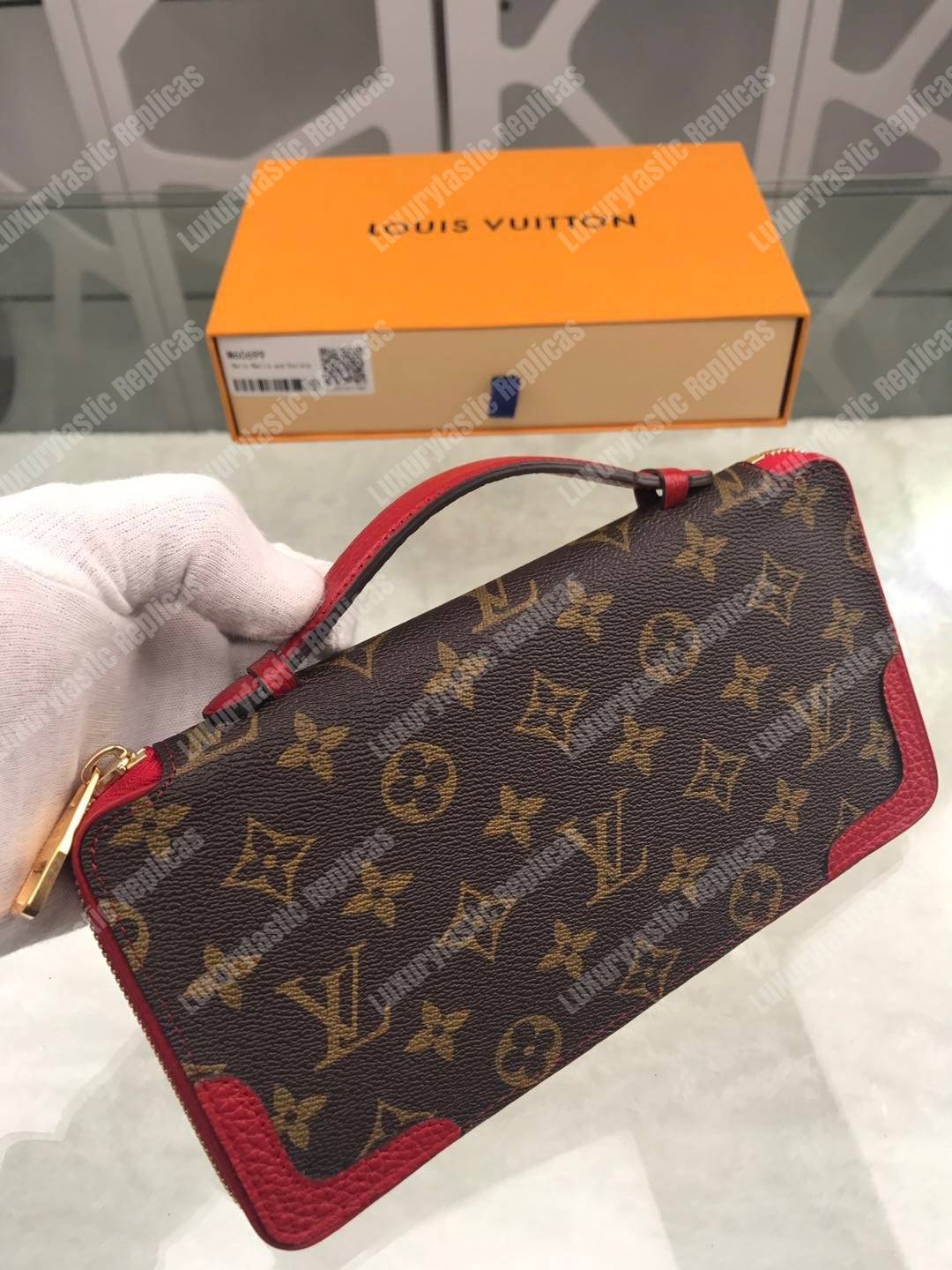LV Daily Organizer Wallet Monogram Macassar Cerise
