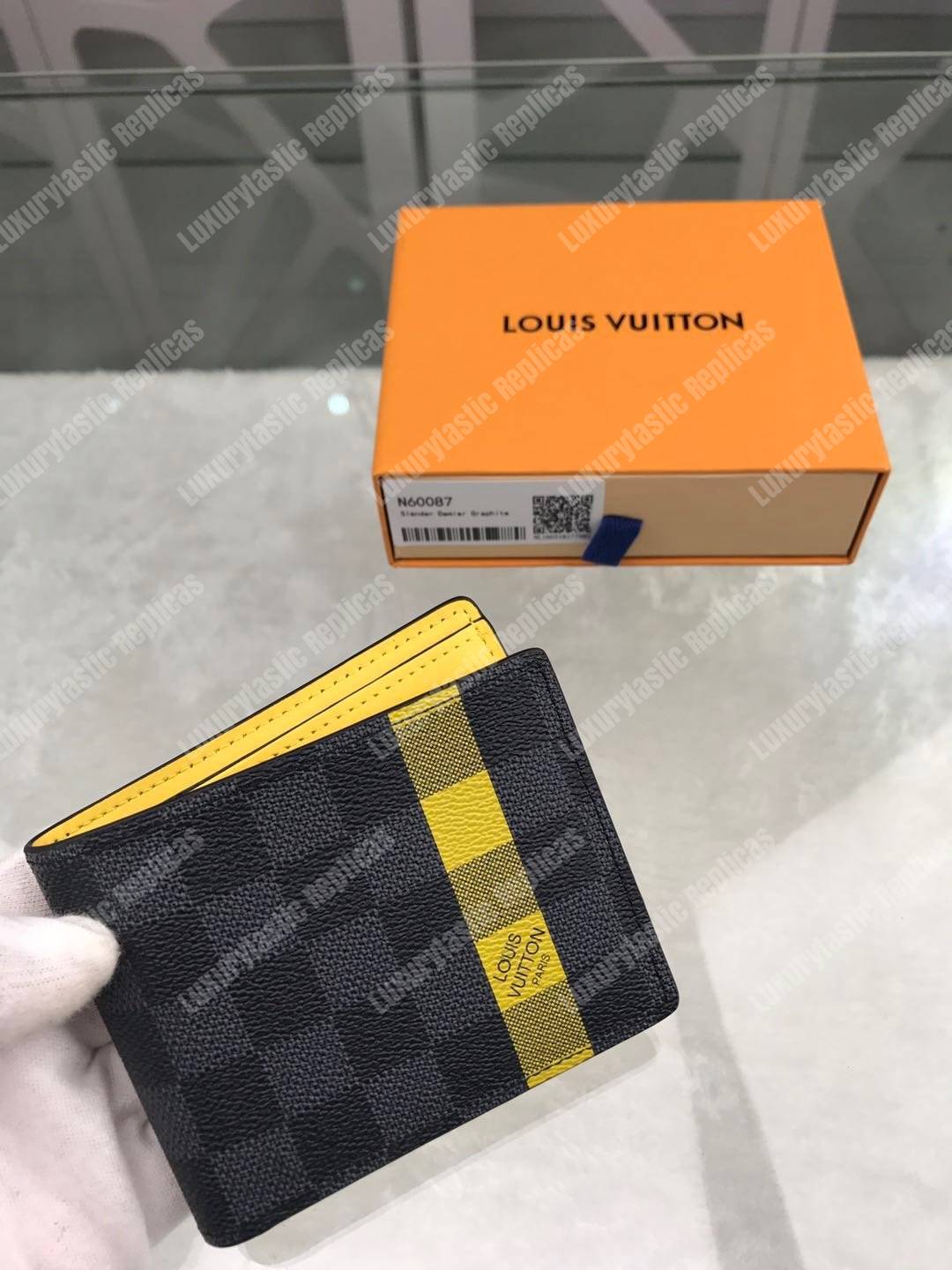 LV Slender Wallet Damier Graphite Yellow Stripe