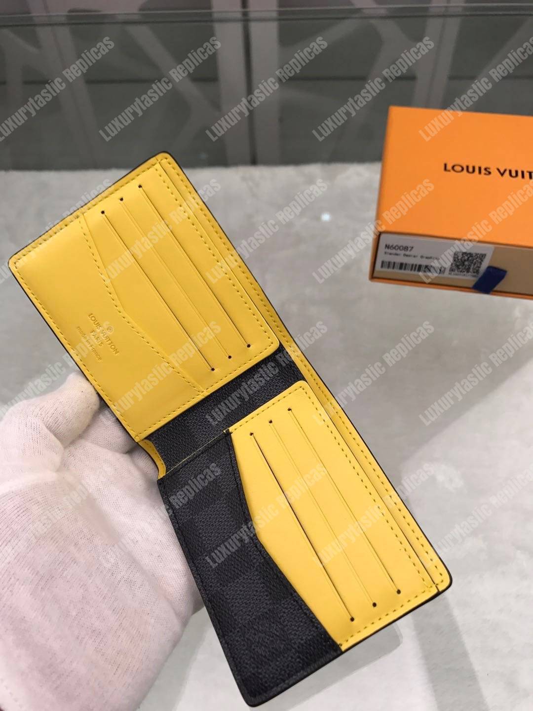 LV Slender Wallet Damier Graphite Yellow Stripe