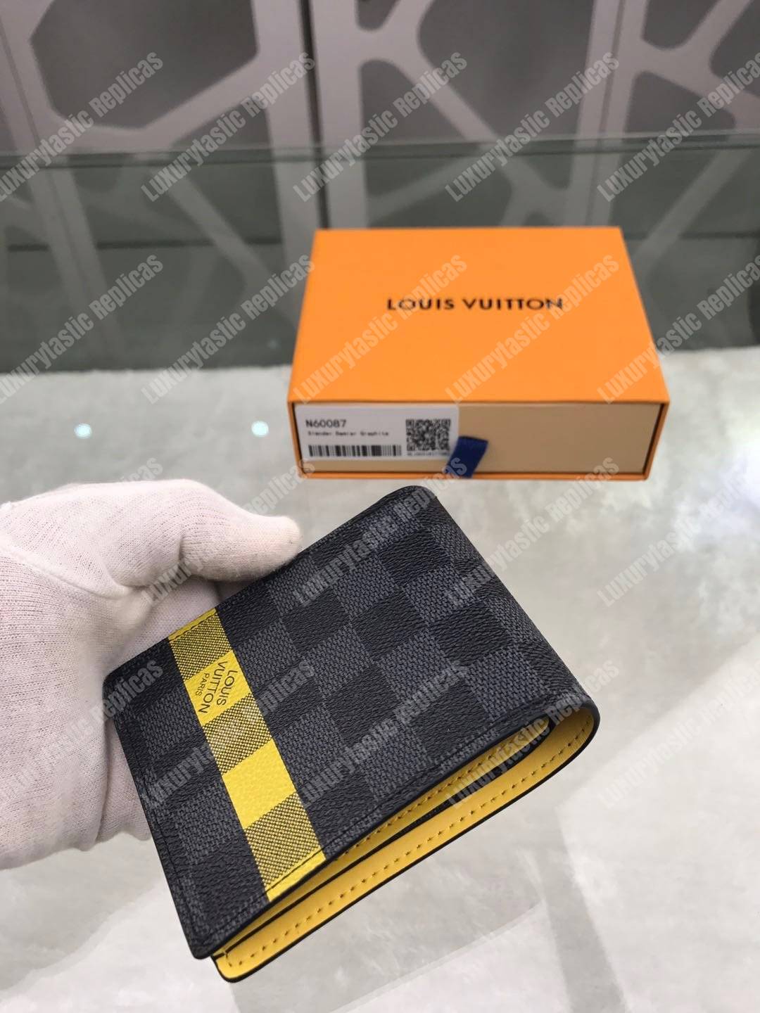 LV Slender Wallet Damier Graphite Yellow Stripe