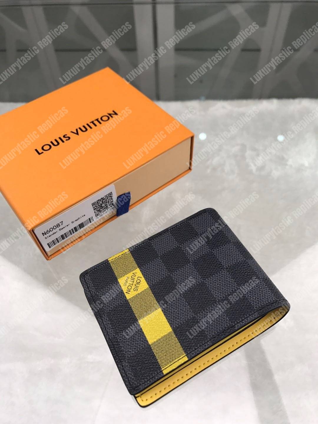 LV Slender Wallet Damier Graphite Yellow Stripe